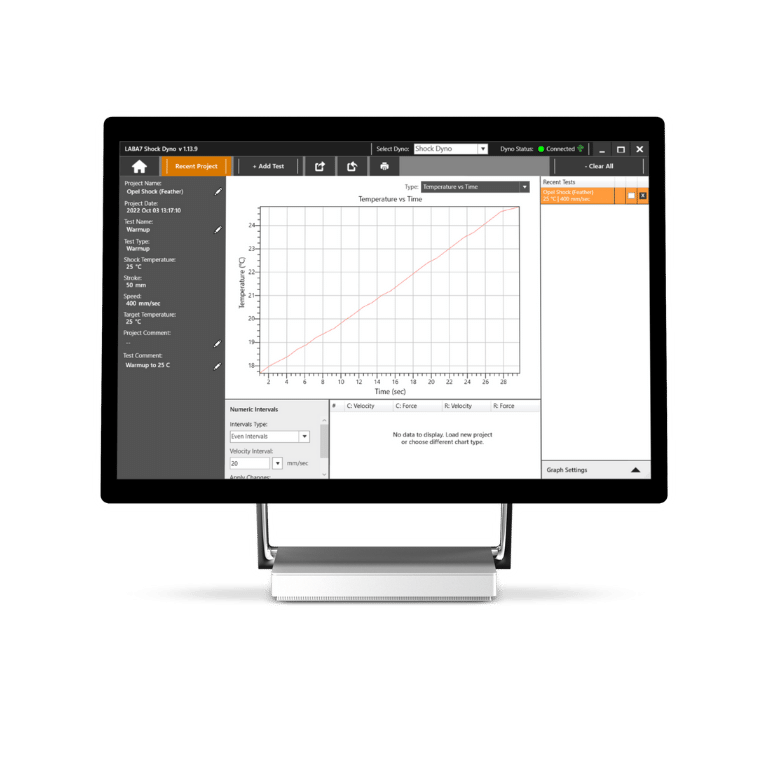 Temperature vs Time graph shock dyno LABA7