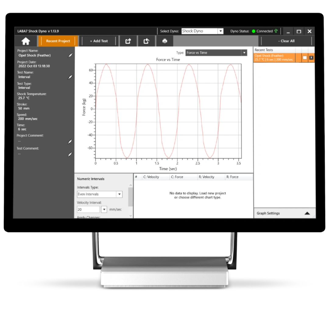 Force vs Time graph shock dyno LABA7