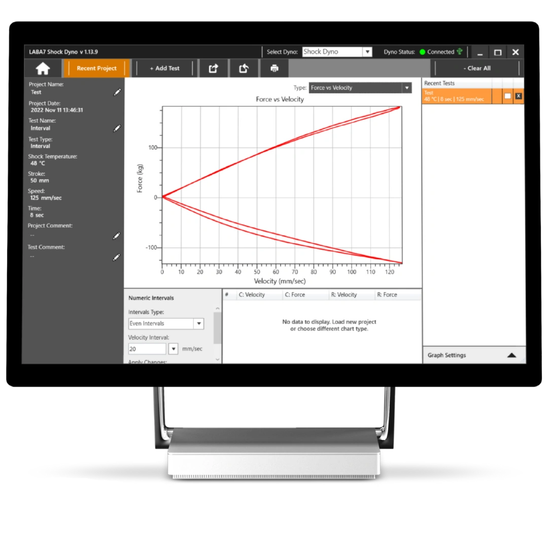 Force vs Velocity graph shock dyno LABA7